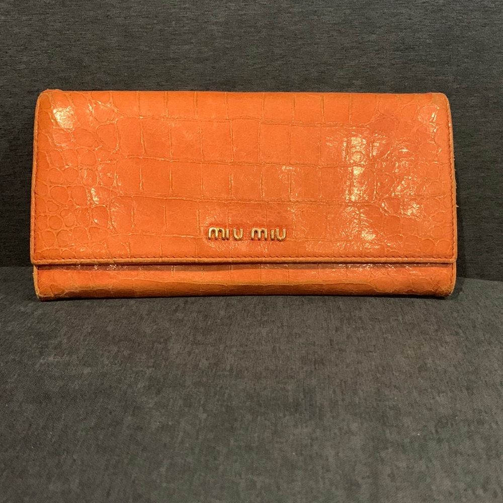Authentic Croc Embossed Miu Miu Snap Wallet - image 1